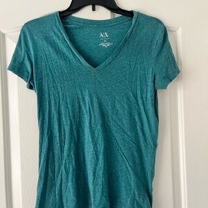 Armani Exchange Teal Short Sleeve V-Neck Tee